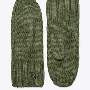 Brand new Tory Burch Merino Wool Mittens Dark Green